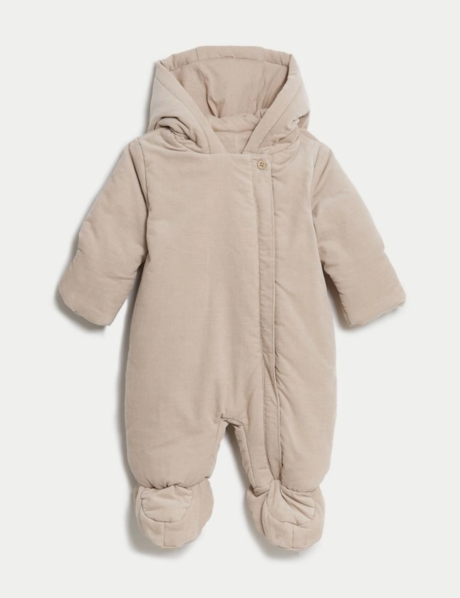 Cord Hooded Pramsuit (0-1 Yrs) | M&S Collection | M&S