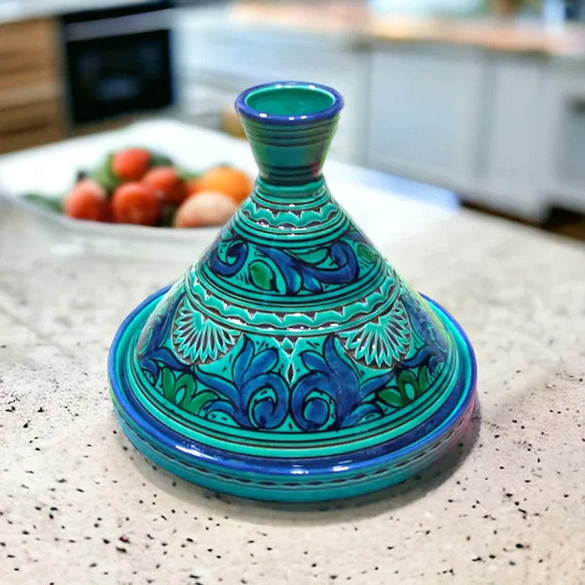 Exquisite Handcrafted Moroccan Turquoise Tagine: Infuse Elegance and Flavor into Your Culinary Creations Handmade tagine 27cm tagine