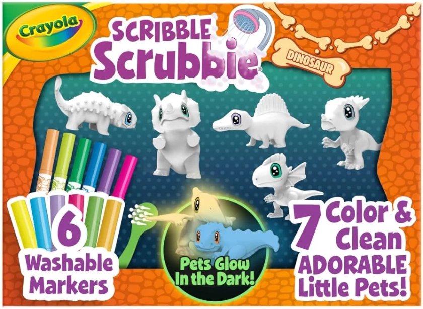 Crayola Scribble Scrubbie Pets Dinosaur Glow Combo Pack, Dinosaur Toys for Kids, Ages 3, 4, 5,