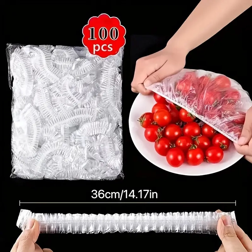 100pcs/400pcs Reusable Elastic Food Covers, Plastic Seal Elastic Adjustable Bowl Covers, Universal For Covering Food, Kitchen Supplies - Keep Your Leftovers Fresh And Safe!