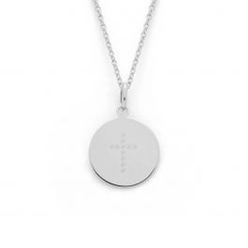 Collier petite médaille croix Argent massif gravure étoilée