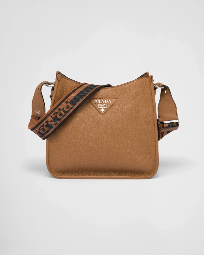 Caramel Leather Hobo Bag | PRADA