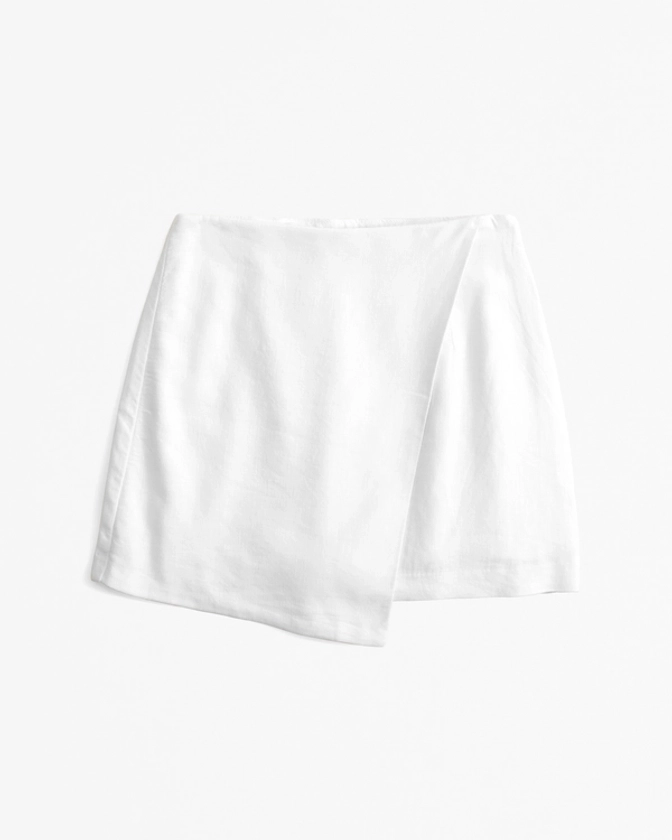 Women's The A&F Scarlett Linen-Blend Wrap Mini Skort | Women's Bottoms | Abercrombie.com