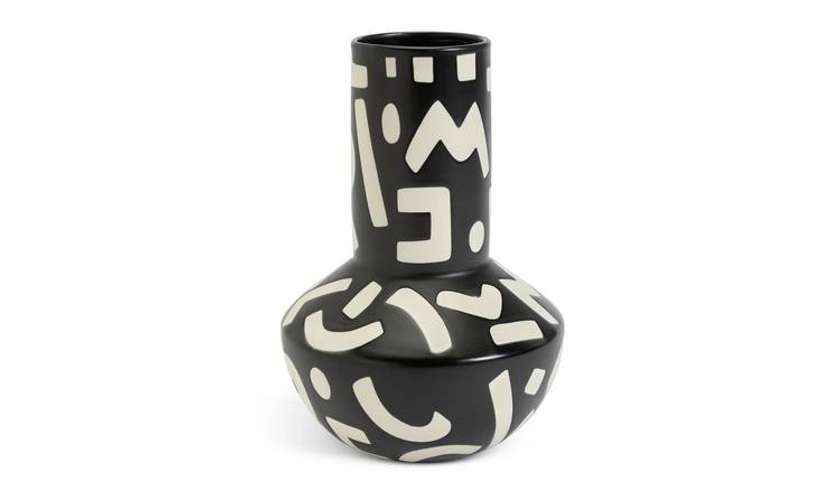 Habitat Wax Resist Shaped Vase - Black