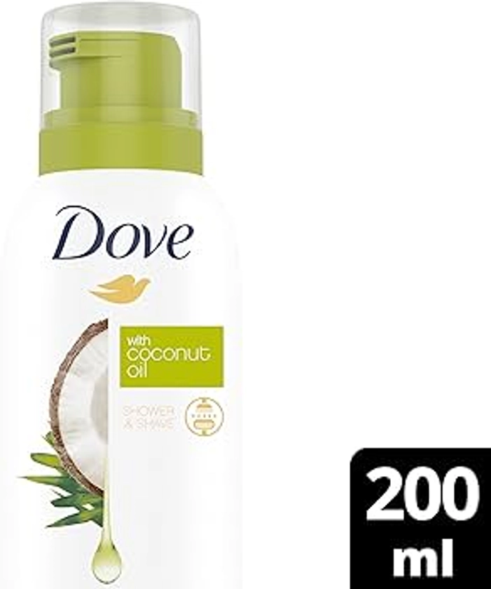 Dove Coconut Oil Shower Mousse Shower Foam infused with essential oils for 24 hour softness 200 ml