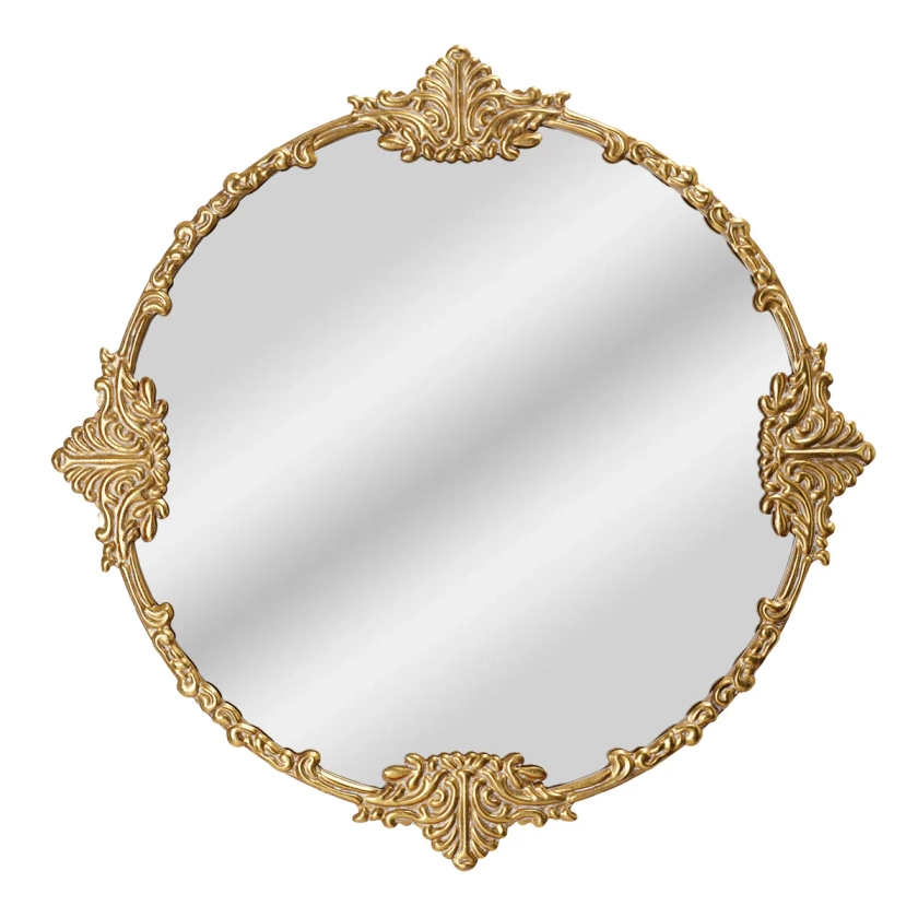 Round Ornate Gold Frame Mirror 24