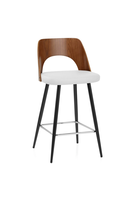 Tabouret de bar Faux cuir Noyer - Leo - Monde du Tabouret