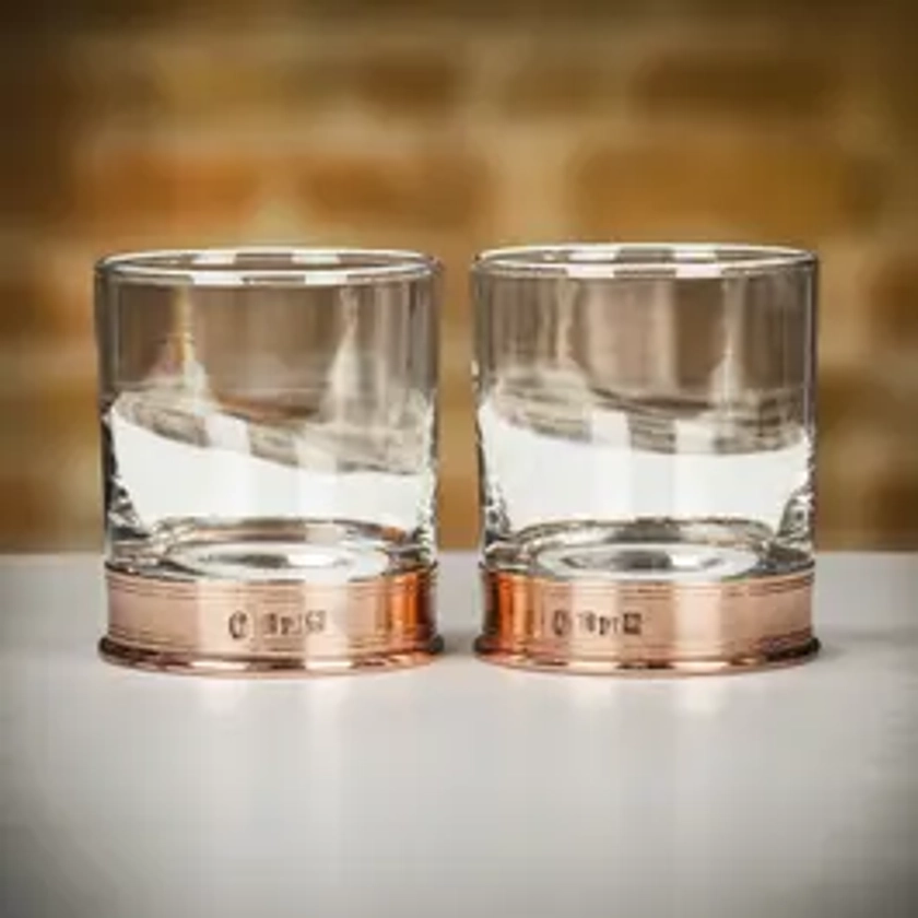 English Pewter Co Pair of Copper Whisky Glass Tumblers - 11oz