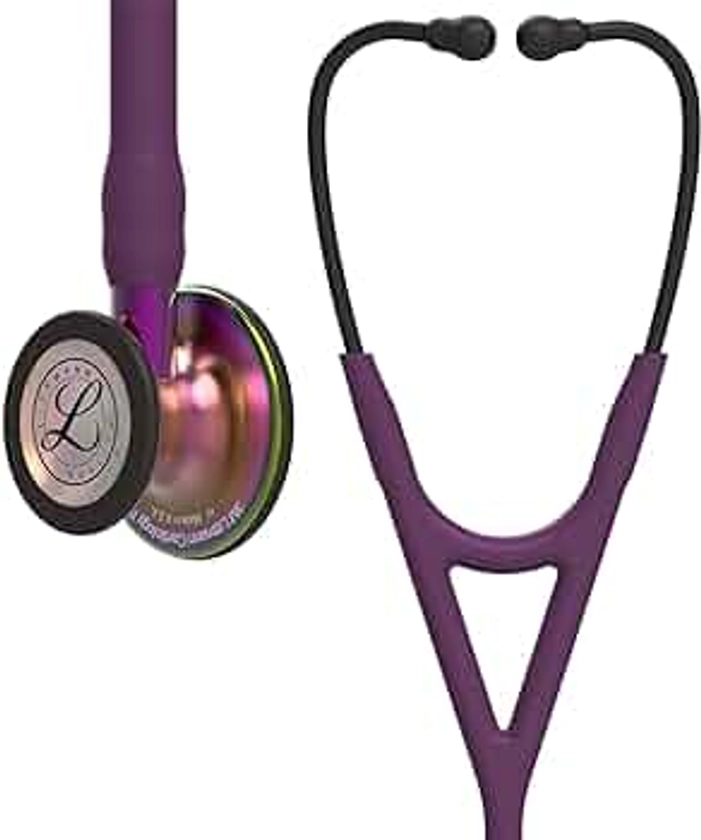 3M Littmann Cardiology IV Diagnostic Stethoscope, 6205, More Than 2X as Loud*, Weighs Less*, Stainless Steel Rainbow-Finish Chestpiece, 27" Plum Tube, Violet Stem, and Black Headset