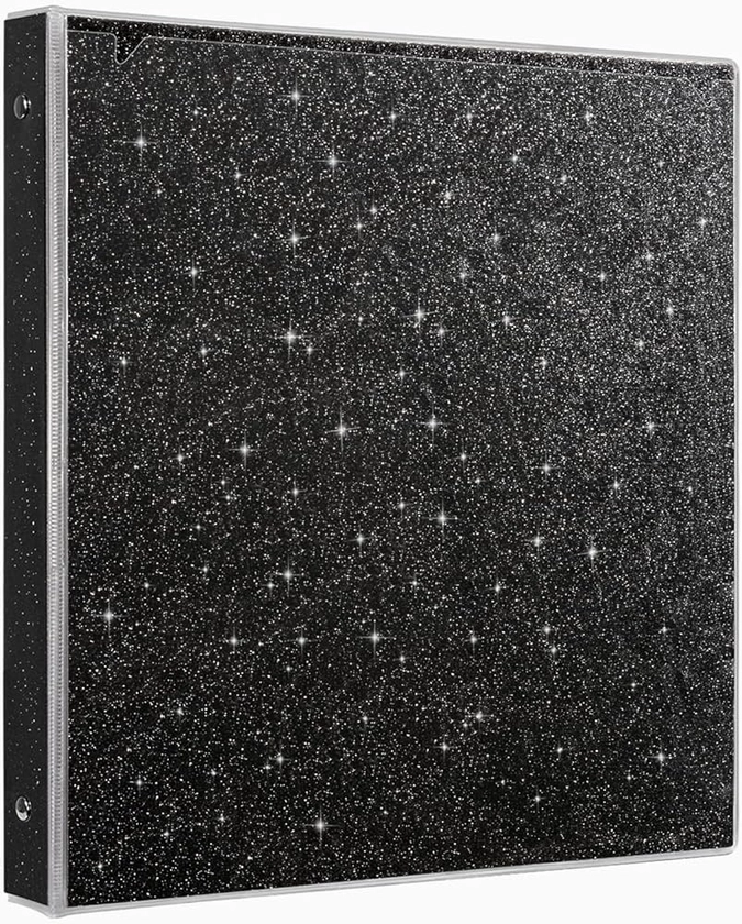 3 Ring Binders 1 Inch Glitter Three Ring Binder to Hold 300 Sheets Back to School Supplies, Black