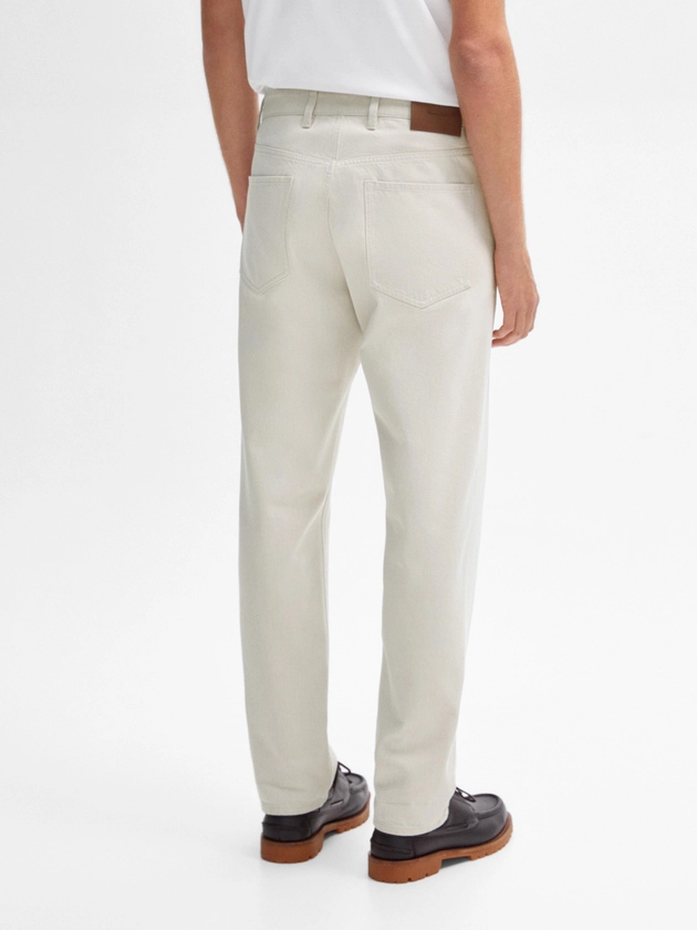 Tapered fit cotton denim trousers · Cream, Khaki, Mink · Dressy | Massimo Dutti