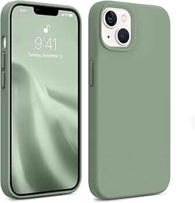 AOTESIER Designed for iPhone 13 Case, [Silicone Ultra Slim Thin Series], Full Body Shockproof Protective Phone Case with Soft Anti-Scratch Microfiber Lining Cover Apple iPhone 13, 6.1 inch, Sage Green