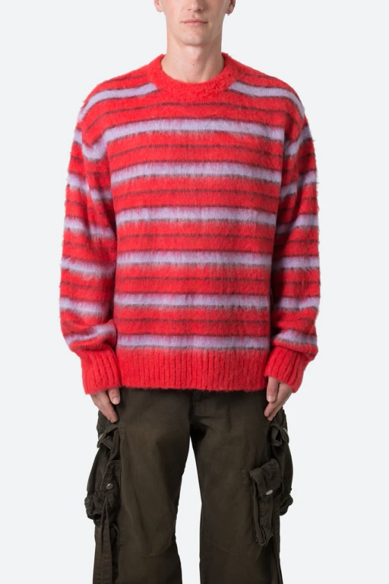 Striped Mohair Sweater - Red