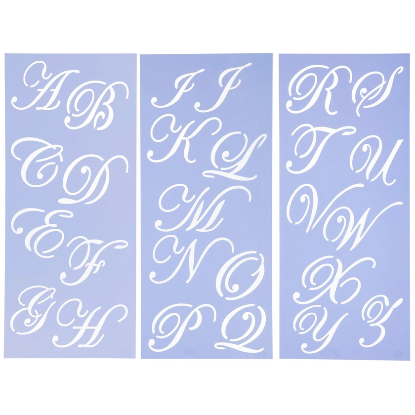 Uppercase Formal Script Alphabet Stencils