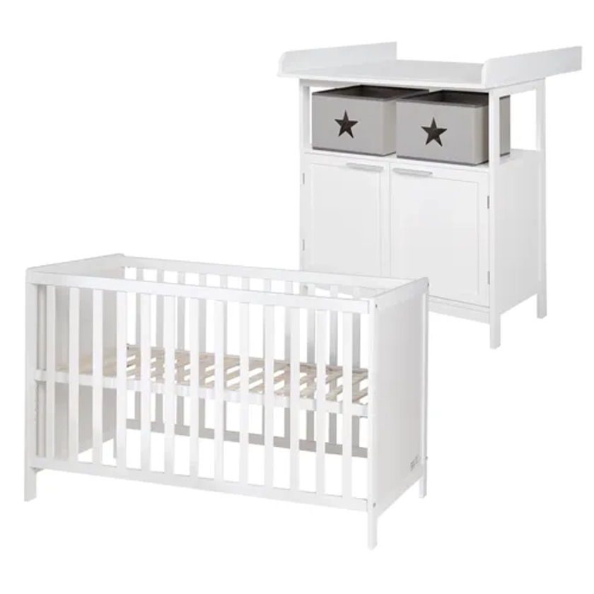 Set De Chambre "Hamburg" - Commode À Langer + Lit Cododo 60x120 - Blanc - Chambre bébé complète BUT