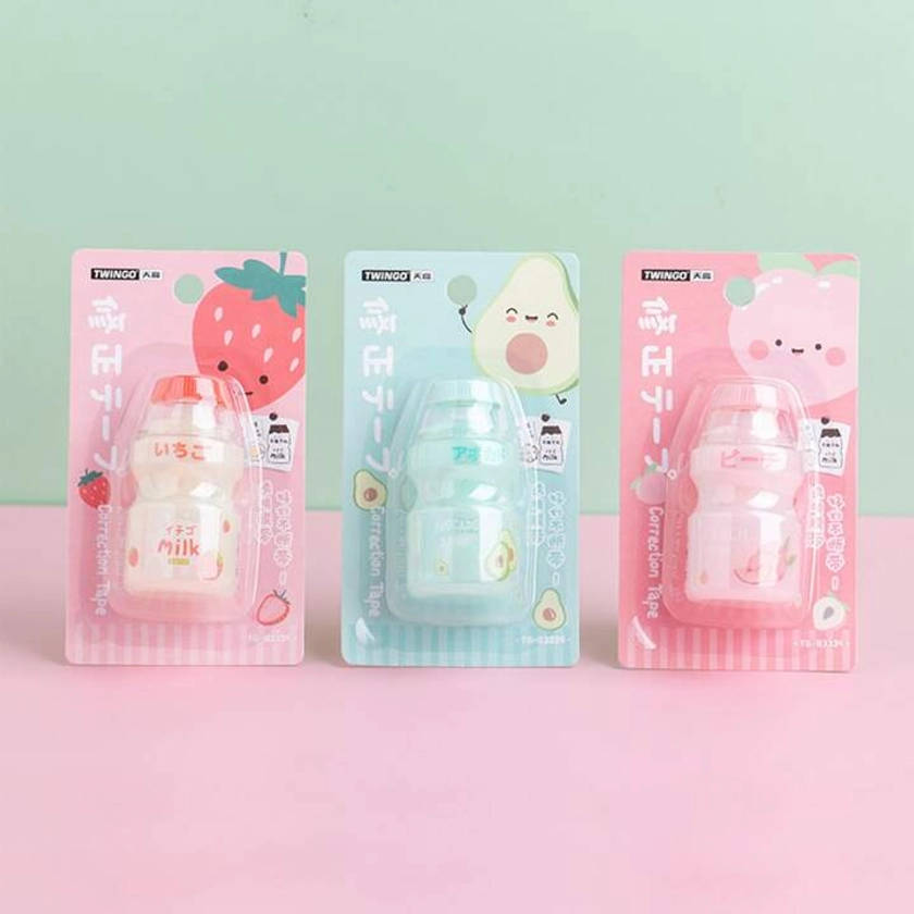 1pc Creative Correction Tape With Bottle & Milk Bottle Design, Cute Fruit Pattern, School Stationery | SHEIN UK