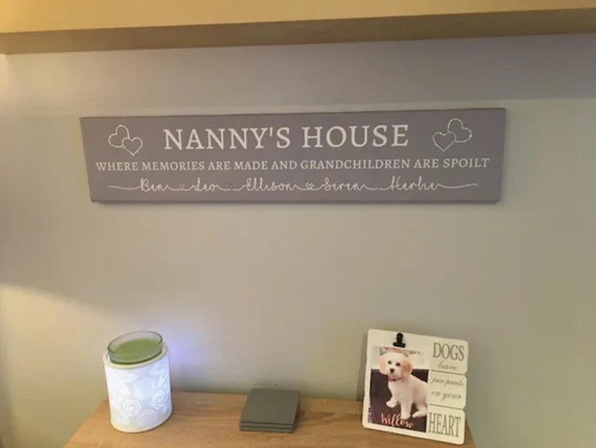 personalised nanny and grandads house sign, grandparents house sign, gift from grandchildren, gifts for Nan, gifts for grandma, Nannie, Nana