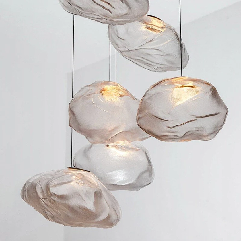 Nordic LED Cloud-Shaped Island Glass Chandelier