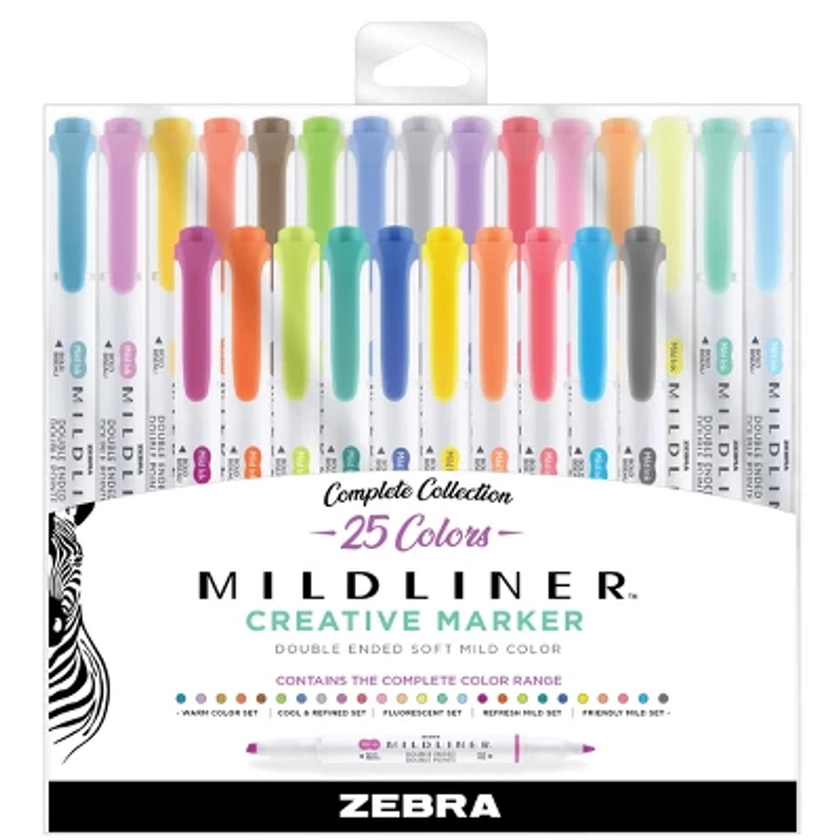 Zebra 25ct Mildliner Dual-tip Creative Markers Assorted Colors