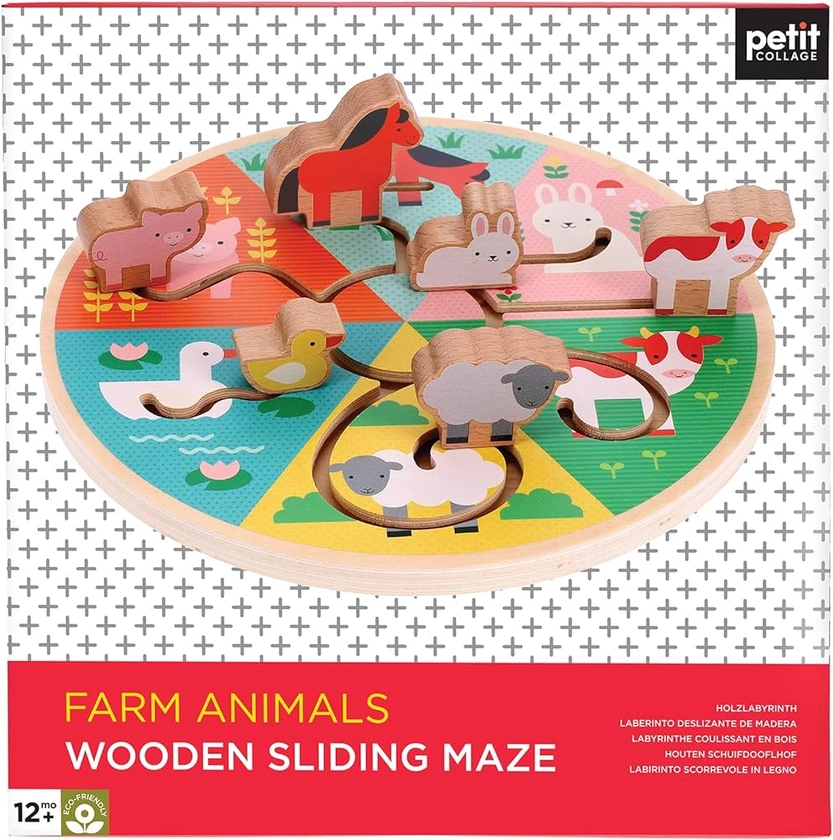 Amazon.com: Petit Collage Farm Animals Wooden Sliding Maze : Petit Collage: Toys & Games