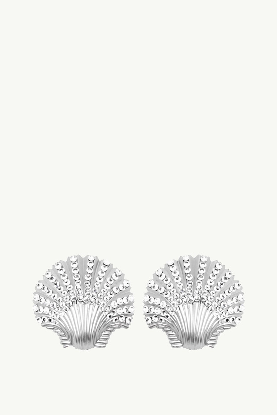 EARRINGS IN SILVER-TONE BRASS WITH RHINESTONES