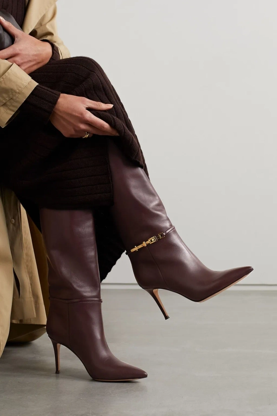 GIANVITO ROSSI Glove 85 embellished leather knee boots | THE OUTNET