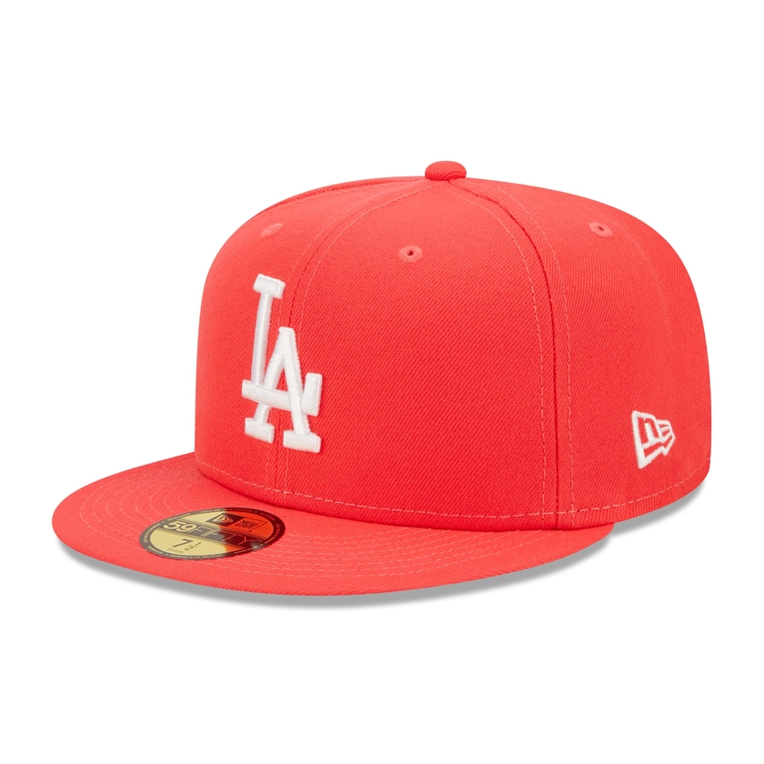 Men's Los Angeles Dodgers New Era Red Lava Highlighter Logo 59FIFTY Fitted Hat