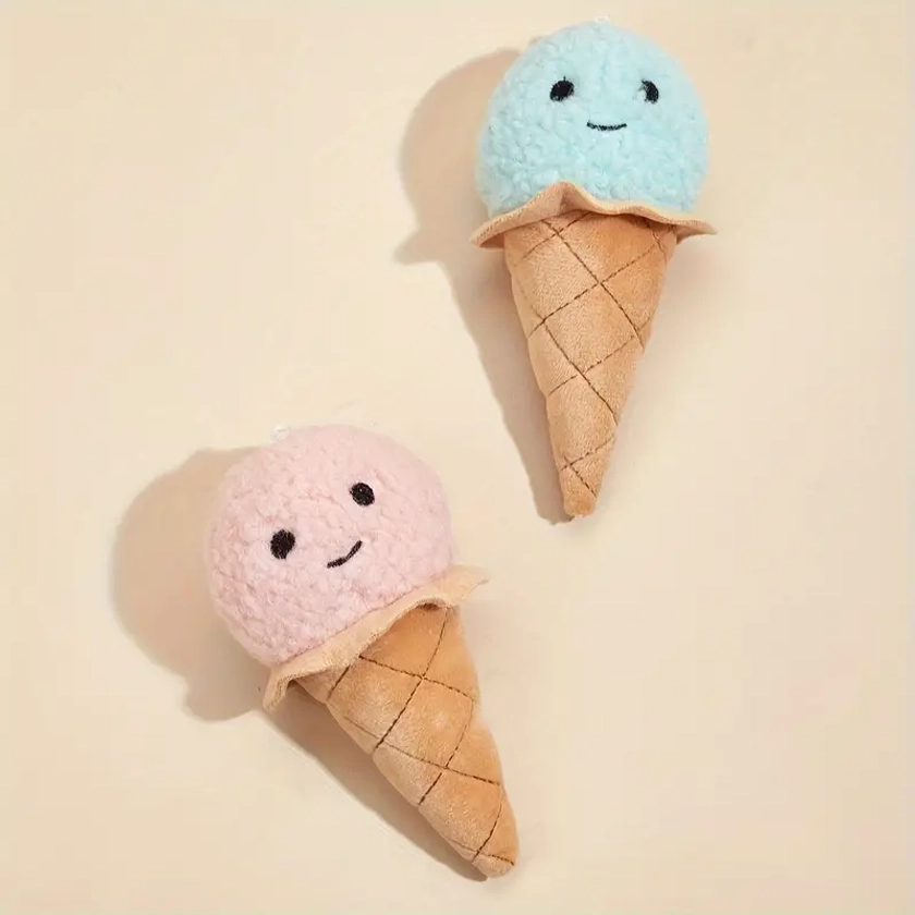 1pc Assorted Varieties Ice Cream Design Pet Grinding Teeth Plush Toy, Chewing Toy For Dog Interactive Supply