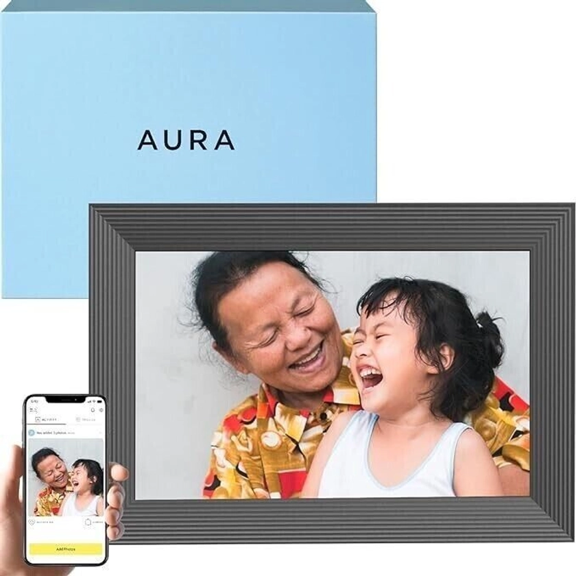 Aura Carver WiFi Digital Picture Photo Frame 10.5" - Gravel