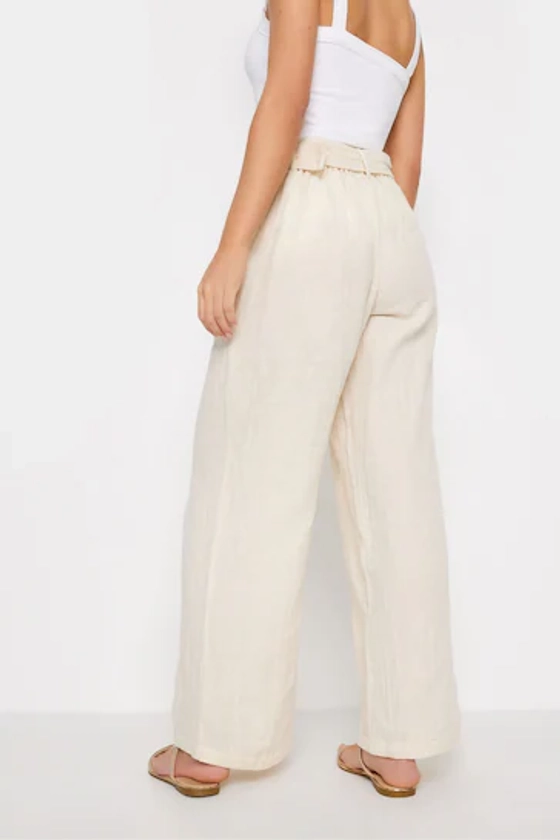 Buy PixieGirl Petite Natural Cream Cheesecloth Belted Wide Leg Trousers from the Next UK online shop