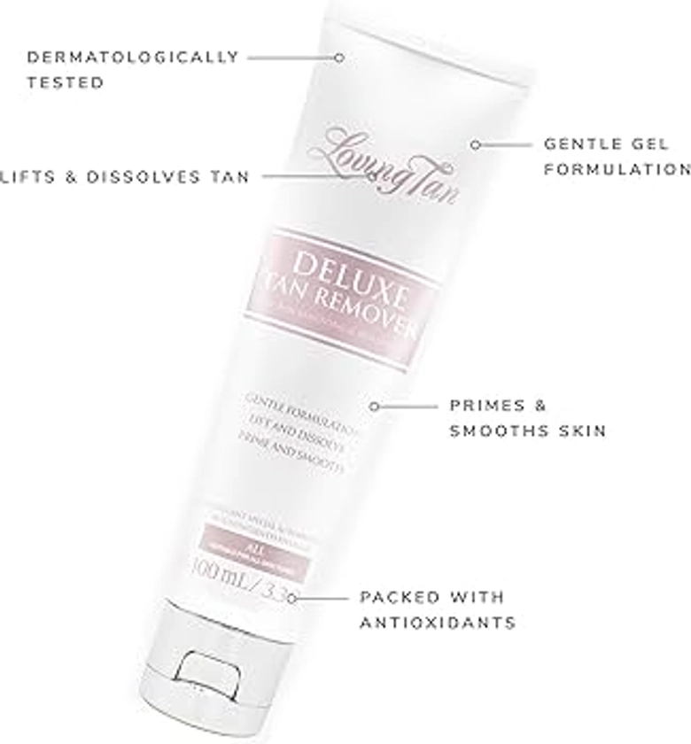 Loving Tan Deluxe Tan Remover Gel - Effective & Gentle Self Tanning Remover, Self Tanner Remover Suited for All Skin Types - Cruelty Free, Sulphate, Paraben & PEG Free - 3.3 Fl Oz