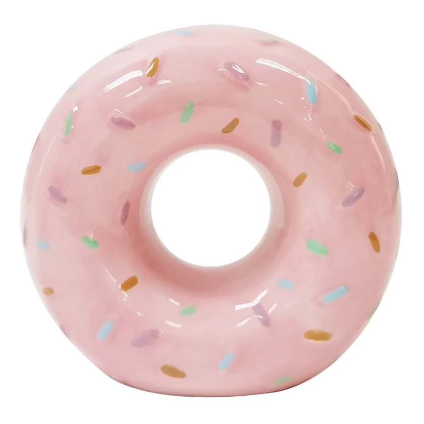 Mrs. Claus Bakery Pink Ceramic Sprinkle Donut Decor 4in | Christmas Indoor Decor | At Home