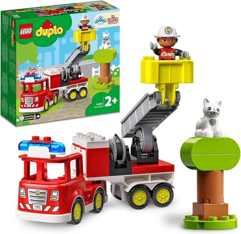 LEGO DUPLO Rescue Fire Engine 10969 Building Toy; Firefighter and Fire Engine with Lights and Siren for Kids Aged 2+