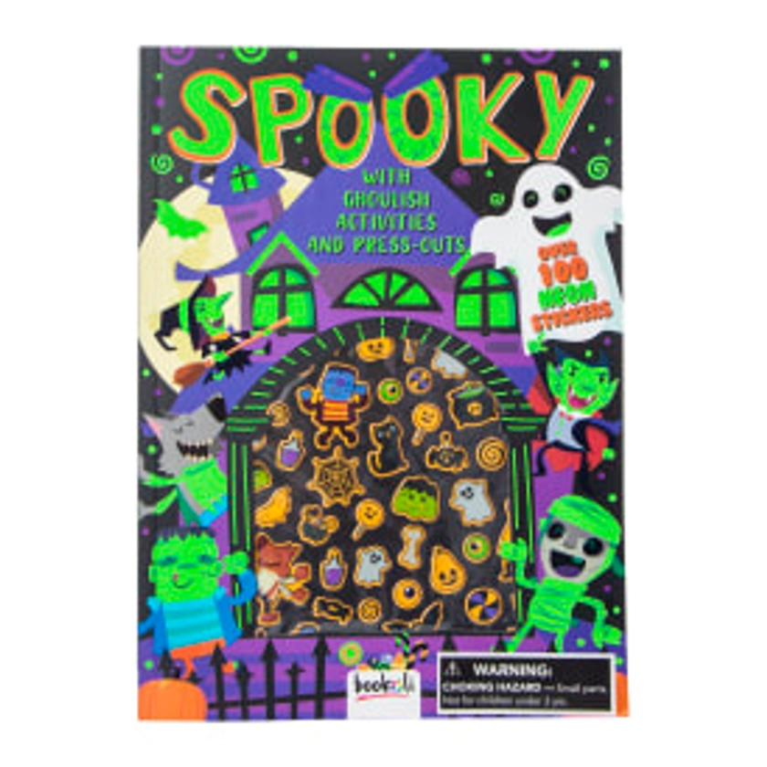 spooky puffy sticker activity book with over 100 neon stickers