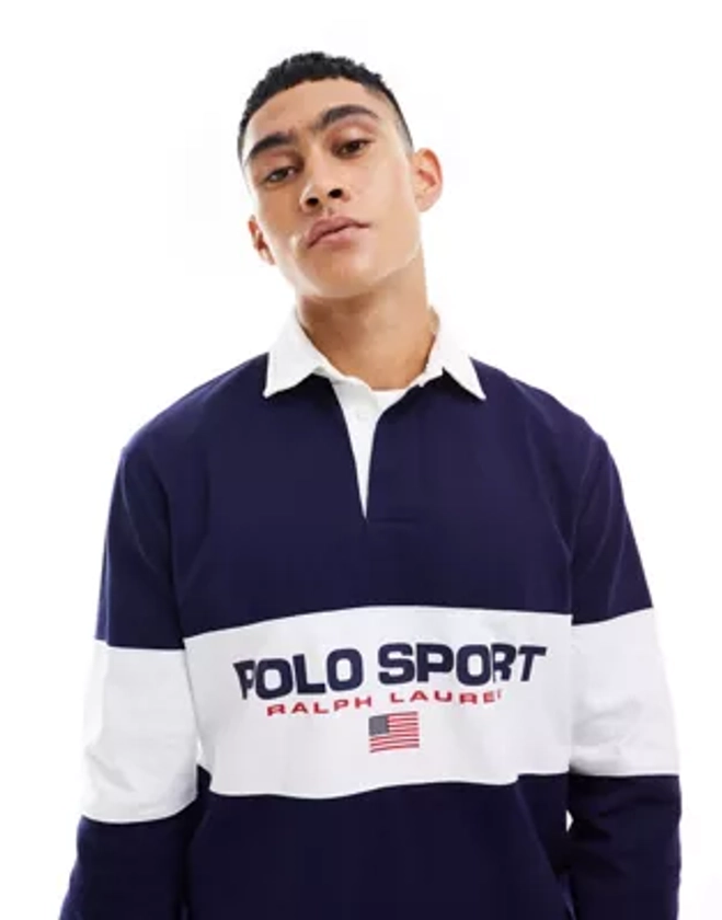 Polo Ralph Lauren - Sport Capsule - Polo style rugby à logo avec empiècement sur le devant - Bleu marine