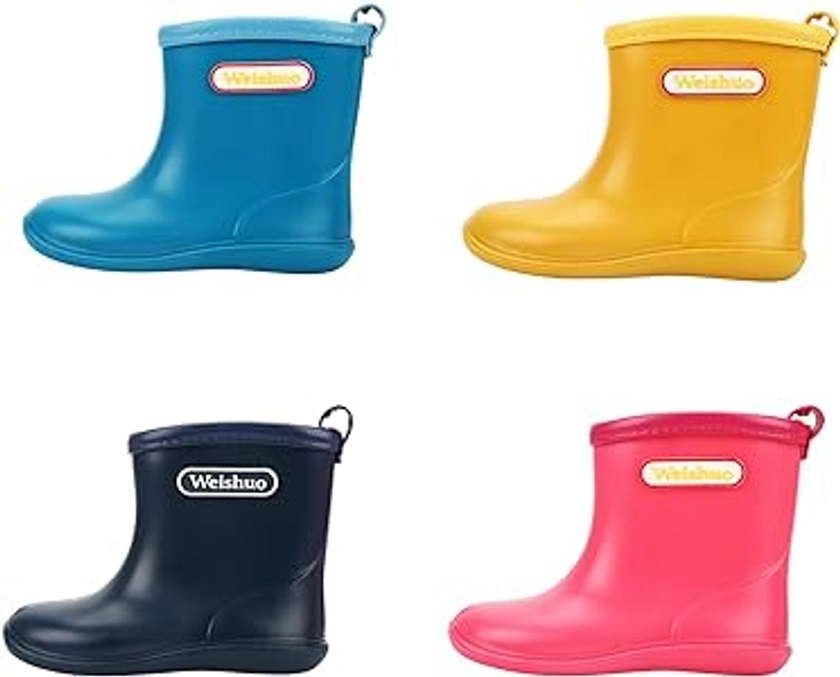 Toddlers Wellies Waterproof Lightweight Kids Rain Boots for Boys Girls