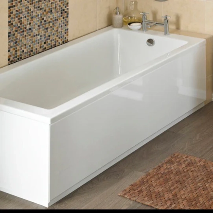 MDF Gloss White Straight Front Bath Panel & Plinths - Various Sizes
