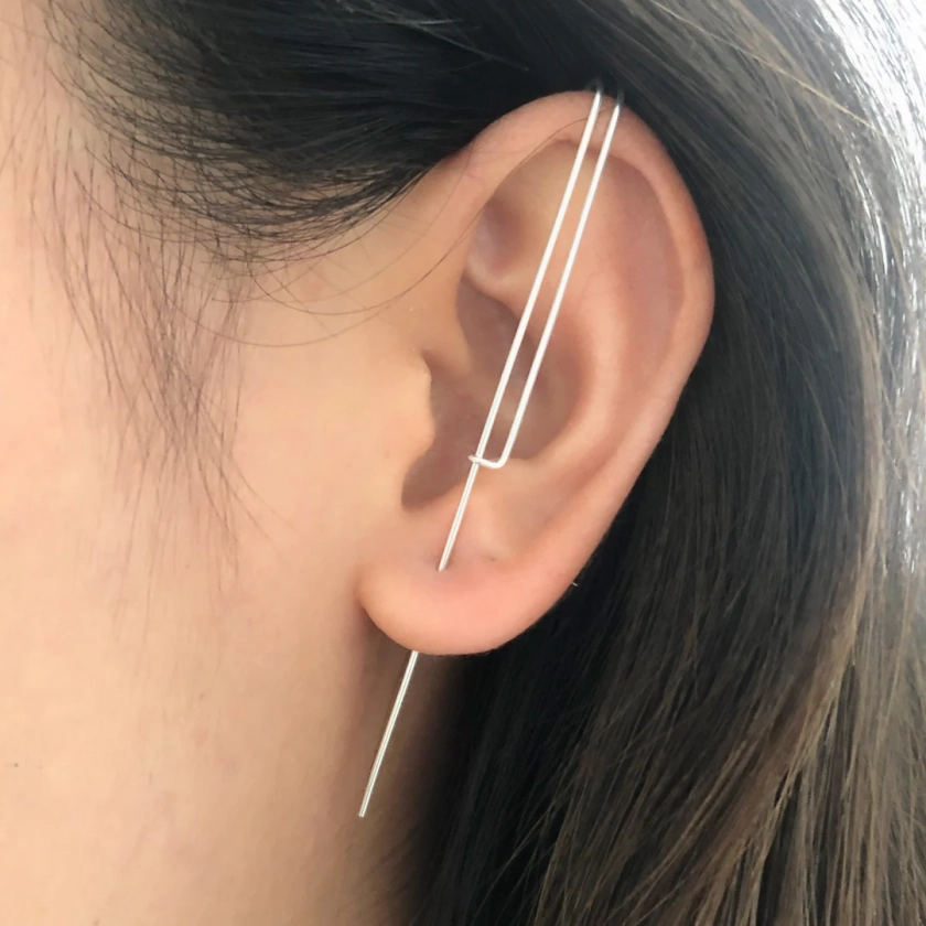 Double Stripe Ear Hook, Bar Ear Hook - Etsy UK