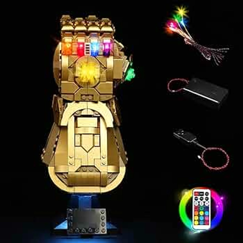 VONADO Remote-Control Lighting Kit Compatible with Lego Infinity Gauntlet 76191 - Lego Sets Not Included, RGB LED Lights Compatible with Lego Gauntlet (RC Version)