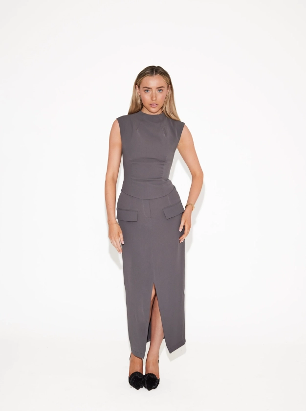 The Ultimate Muse Midi Skirt | Slate Grey