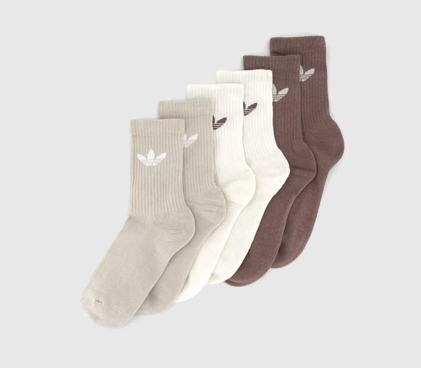 adidas Crew Socks 6 Pack Earth Strata Putty Grey Ivory - Socks