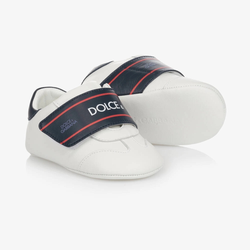 Dolce & Gabbana Baby Boys White Leather Pre-Walker Trainers