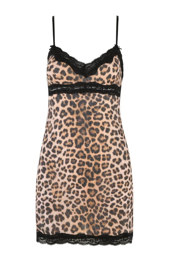 CASSIA SLIP DRESS - NEUTRAL : LEOPARD