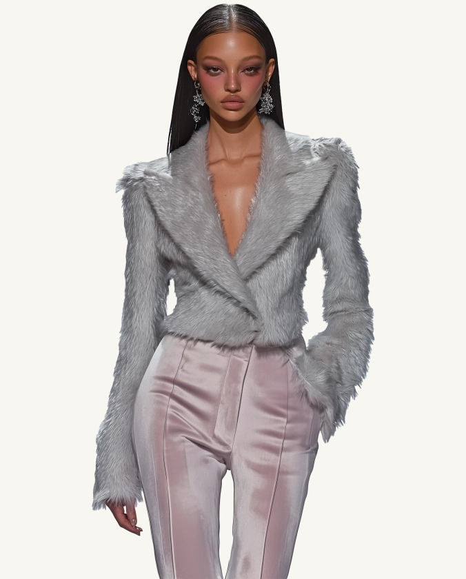 Natalia Faux Fur Jacket - Gray