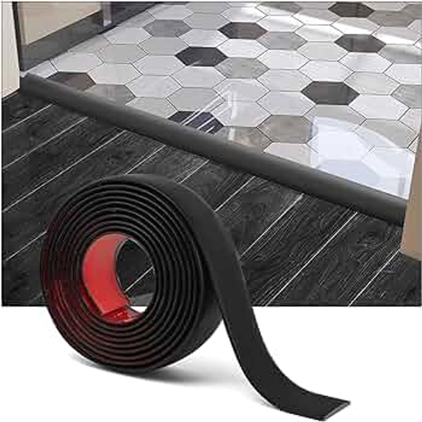 Art3d Self Adhesive Vinyl Floor Transition Strip,Laminate Floor Strip Floor Flat Divider Strip for Joining Floor Gaps,Carpet Threshold Transition,Floor Tiles（10 FT, 1.57in, Black）