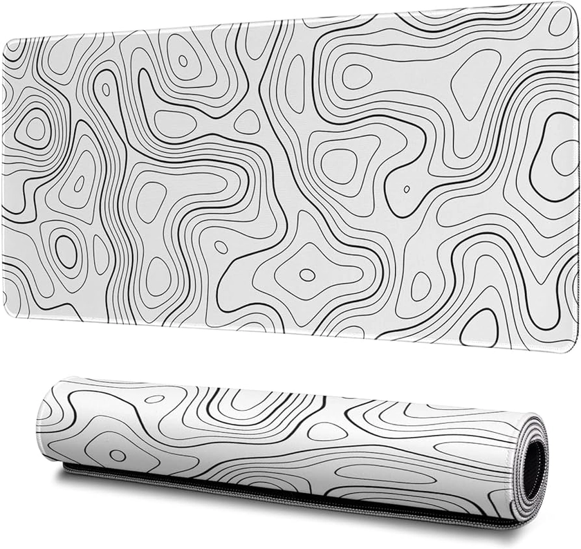 Amazon.com : Topographic Contour Gaming Mouse Pad White Large Mouse Pad for Keyboard and Mousepad Desk Mat with 3mm Non-Slip Base and Stitched Edge for Gaming and Office Computer Mat Protector Mat 31.5x11.8 Inch : Office Products