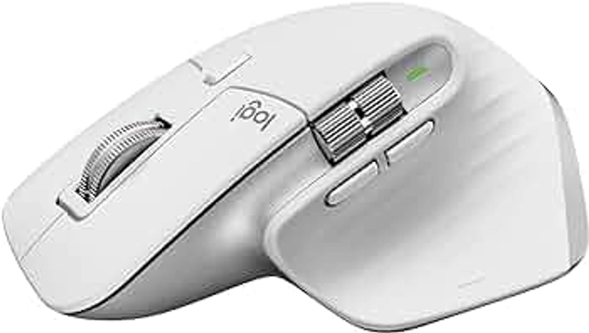 Logitech MX Master 3S pour Mac - Souris Bluetooth Sans Fil avec Défilement Ultra-Rapide, Ergonomique, DPI 8K, Suivi sur Verre, Clics Silencieux, USB-C, Apple, iPad - Pale Grey