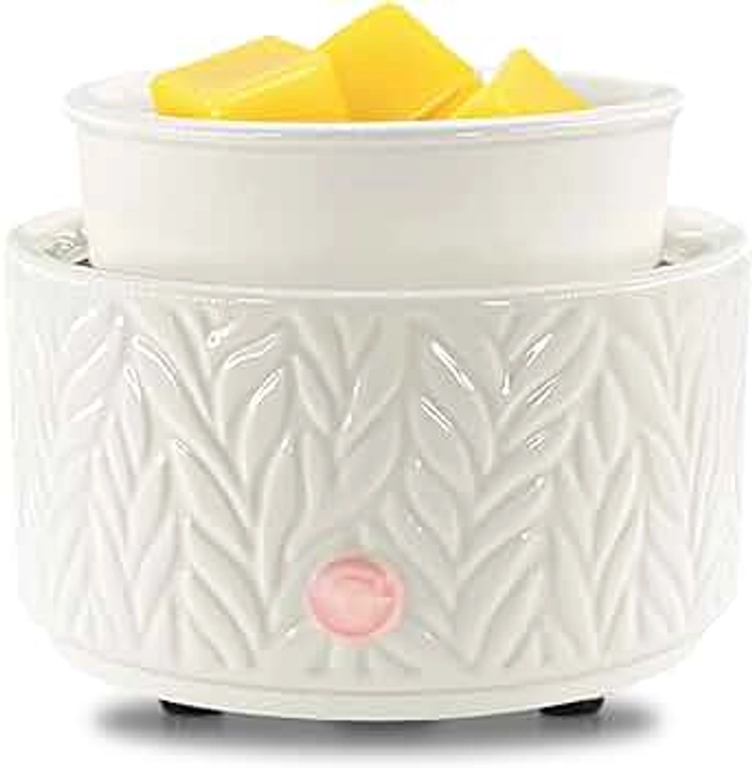 EQUSUPRO Wax Melt Warmer for Scented Wax Melts 3-in-1 Electric Ceramic Candle Wax Warmer Burner Fragrance Wax Melter for Home Office Bedroom Gift & Decor (Leaf)