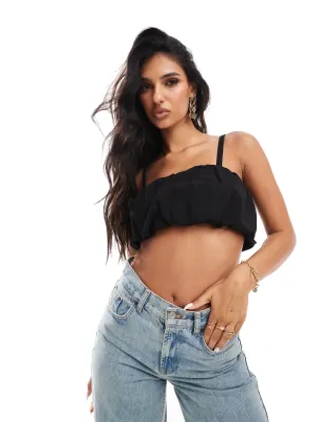 ASOS DESIGN - Crop top coupe boule à fronces - Noir | ASOS