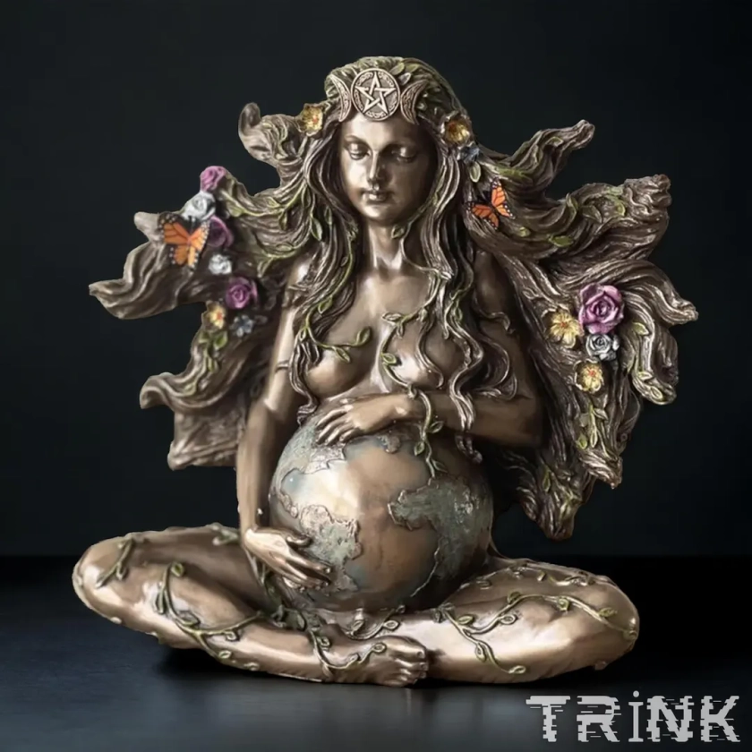 Statue Of Goddess Gaia, Resin Decorations, Bronze Mother Earth Planet Statue, Chakra Healing Meditation Goddess Ornament, Home decoration